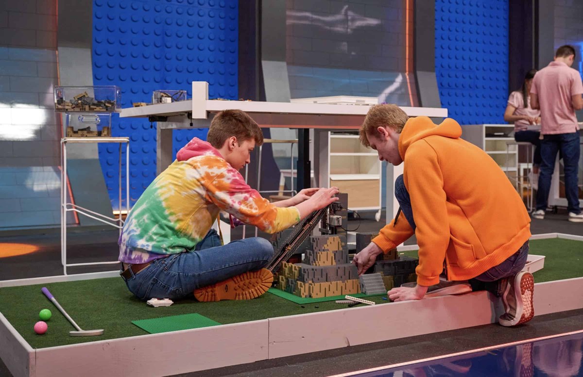 Ethan & Dom, LEGO Masters US Season 3 building together in an episode still