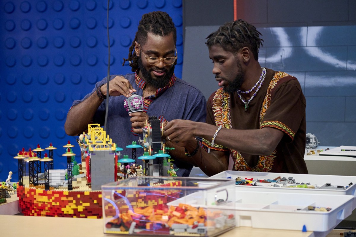 Alex & Tone, LEGO Masters US Season 5 building together in an episode still